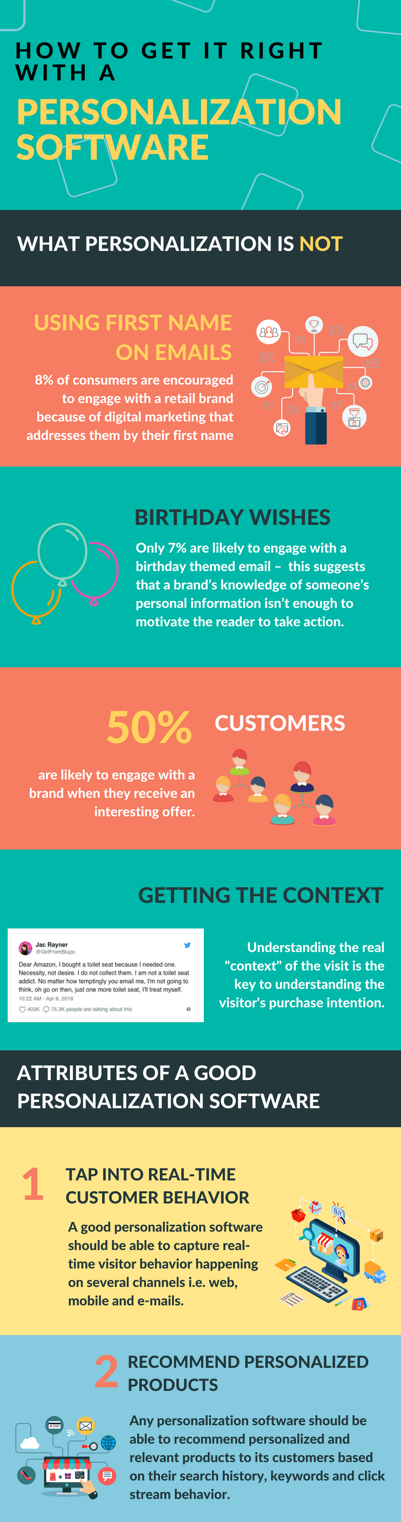 What a personalization software is and what it is not. Find out tips and tricks on how to make it right with an eCommerce personalization software. All on this infographic.