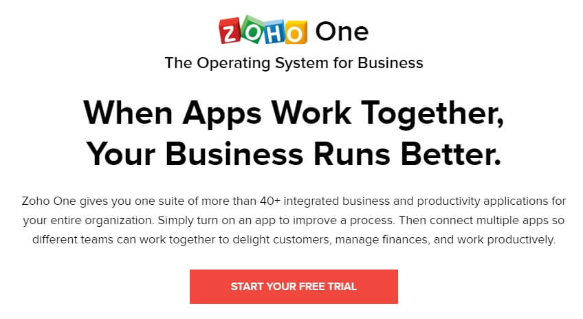 Here is Zoho One. One of the 7 amazing entrepreneur tools that we think every great online merchant should be using to save them time and money.