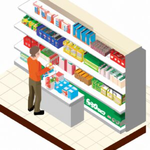 A man choosing related products